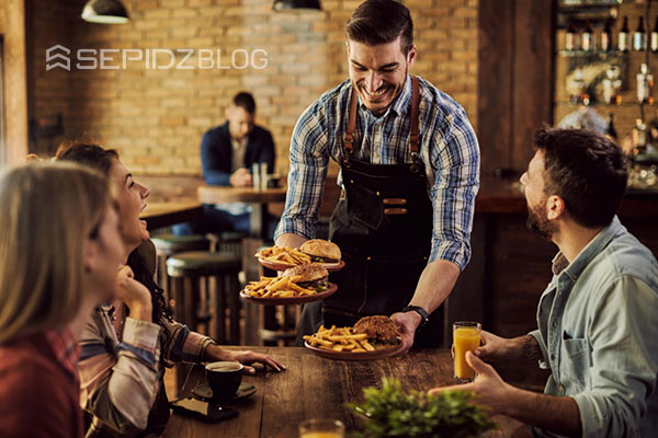 Digital restaurant menu on a tablet for direct customer ordering