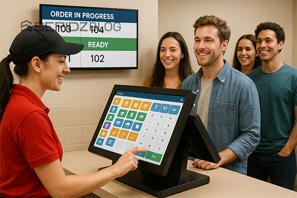 Digital queue management system in fast food reducing customer wait time